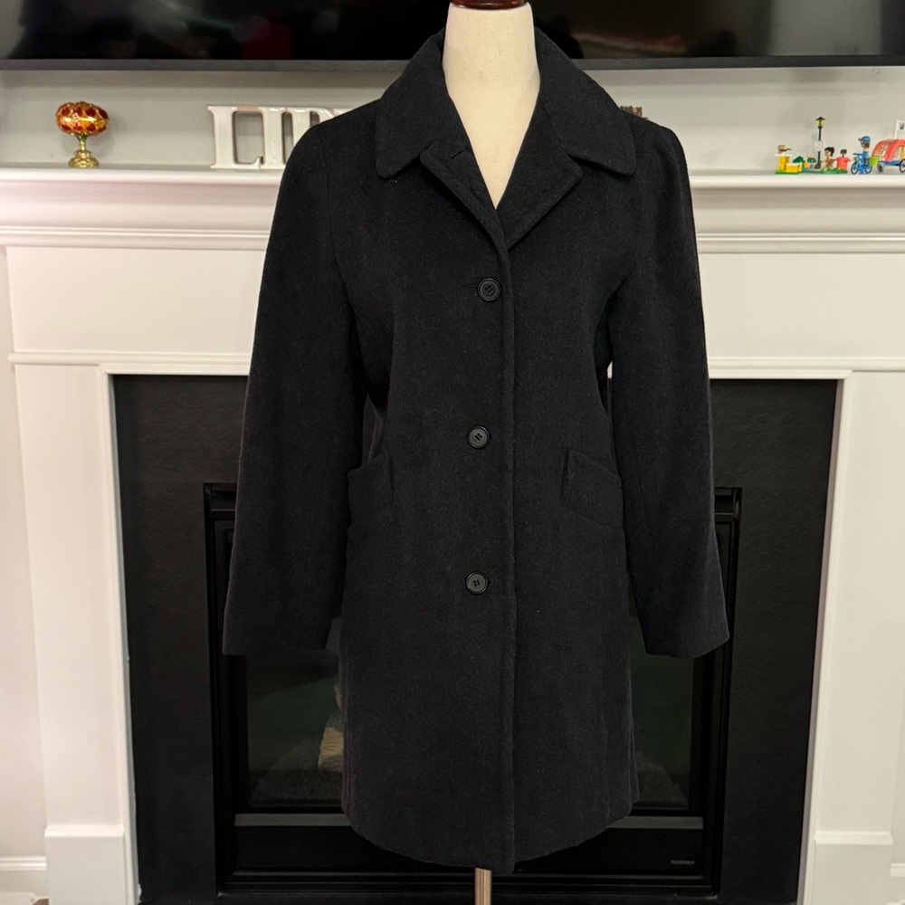 Anne Klein Petite Charcoal Wool Cashmere Coat (Size 2P)